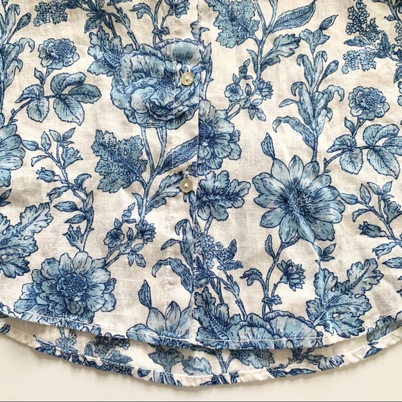 🌸New🌸Rachel Zoe Button Up Blue Floral Shirt Sz S - Picture 7 of 13